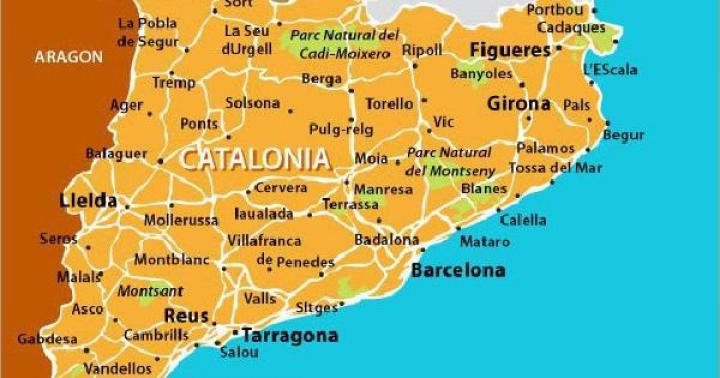 Catalonia - not quite Spain Map of catalonia with resorts in Russian